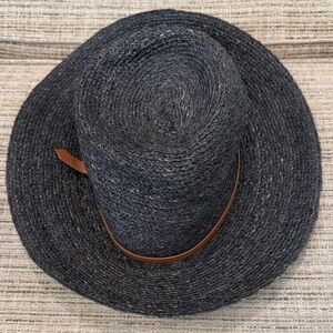 Helen Kaminski Black Straw Hat with Tan Band